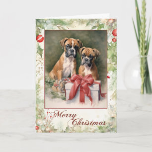 Cartes Pour Fêtes Annuelles Noël du chien de boxe
