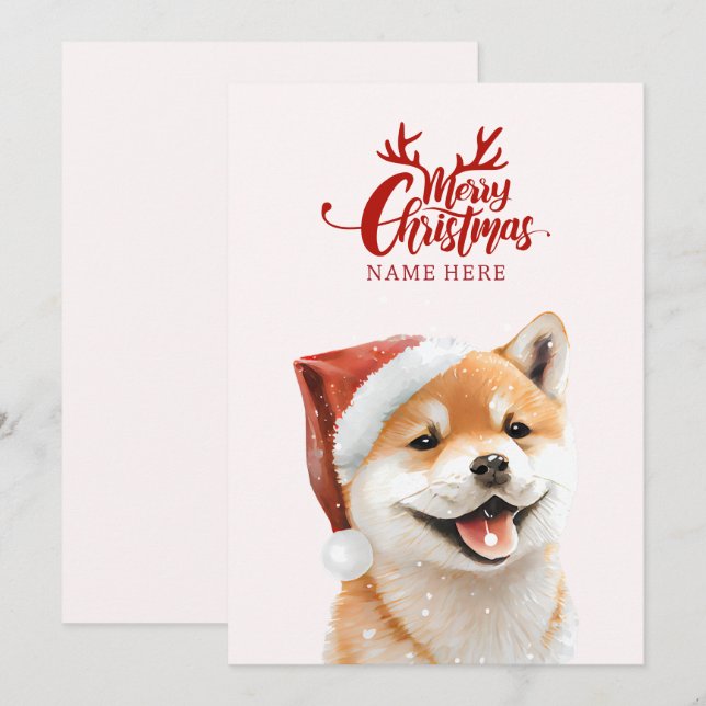Cartes Pour Fêtes Annuelles Noël du chien de Shiba inu (Devant / Derrière)