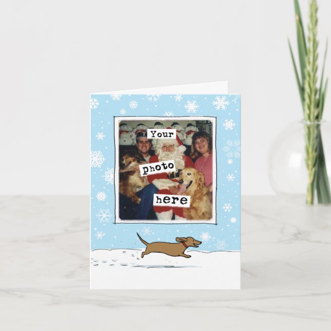 Cartes Pour Fêtes Annuelles Noël du chien Wiener | Cute Dachshund Votre Photo (Devant)