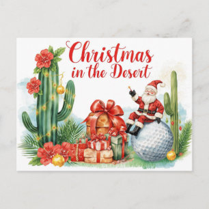Cartes Pour Fêtes Annuelles Noël du désert avec le Père Noël Cactus
