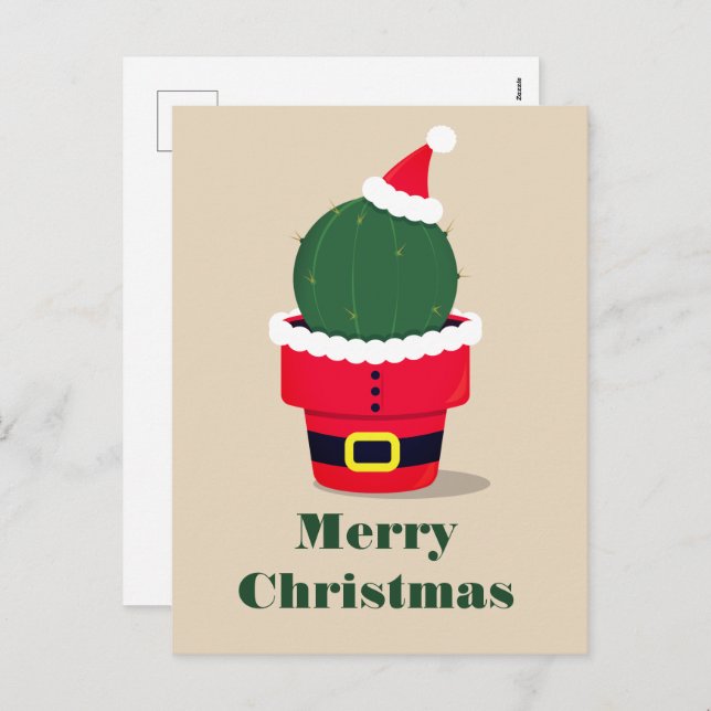 Cartes Pour Fêtes Annuelles Noël du désert de père Noël Cactus (Devant / Derrière)