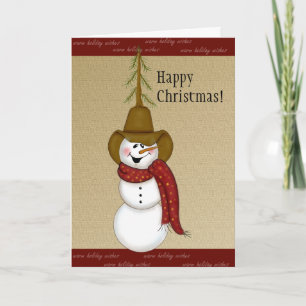 Cartes Pour Fêtes Annuelles Noël du gentil cowboy Snowman