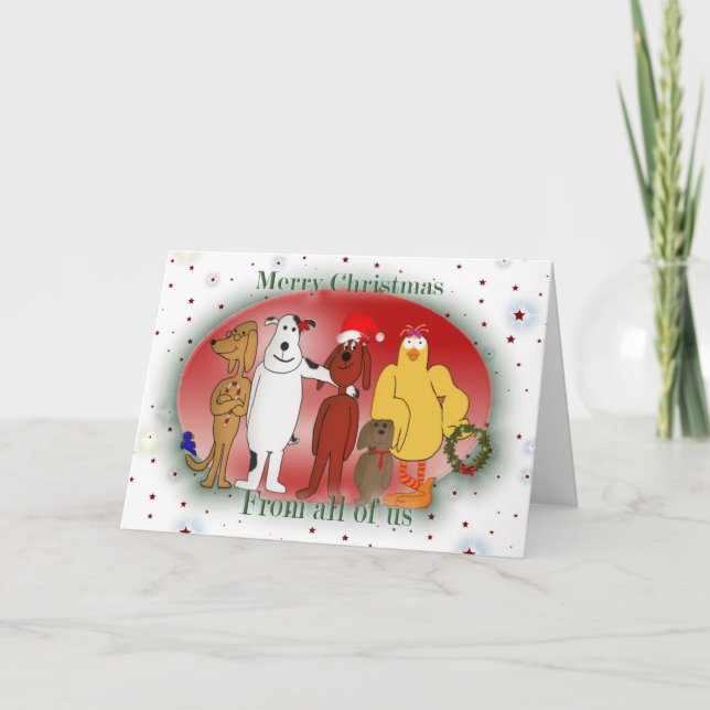 Cartes Pour Fêtes Annuelles Noël du groupe Animaux de la fête du dessin animé (Devant)