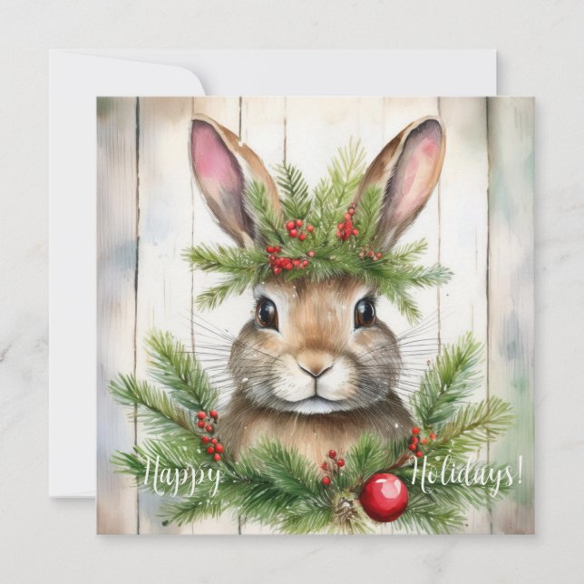 Cartes Pour Fêtes Annuelles Noël du lapin festif (Devant)
