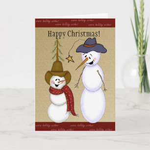 Cartes Pour Fêtes Annuelles Noël du mignon Cowboy Snowman