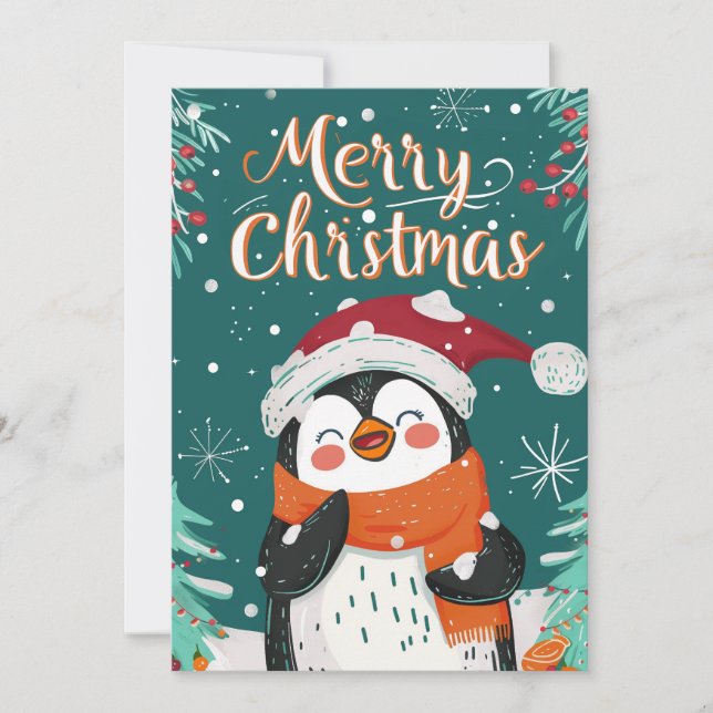 Cartes Pour Fêtes Annuelles Noël du mignon pingouin (Devant)