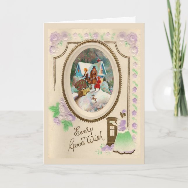 Cartes Pour Fêtes Annuelles Noël du millésime (Devant)