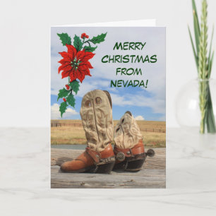Cartes Pour Fêtes Annuelles Noël du Nevada Western Boot
