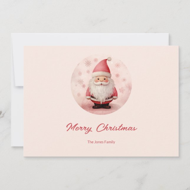 Cartes Pour Fêtes Annuelles Noël du Père Noël rose rétro (Devant)