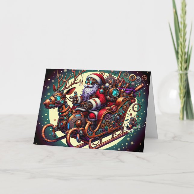 Cartes Pour Fêtes Annuelles Noël du Père Noël Steampunk (Devant)