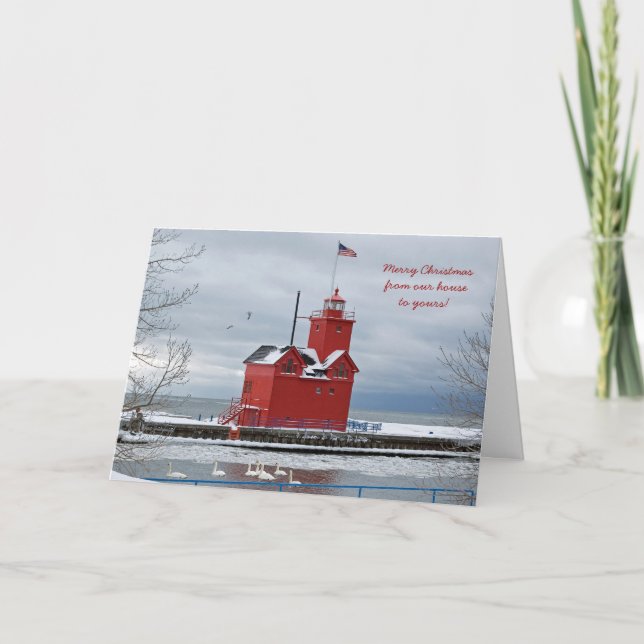 Cartes Pour Fêtes Annuelles Noël du phare rouge (Devant)