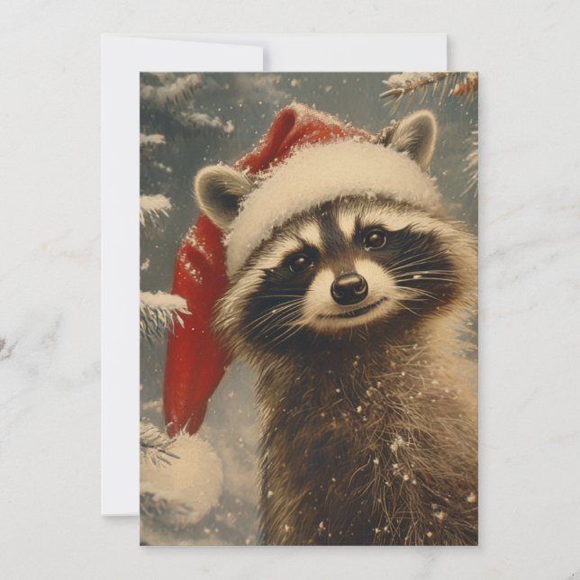 Cartes Pour Fêtes Annuelles Noël du Raccoon (Devant)