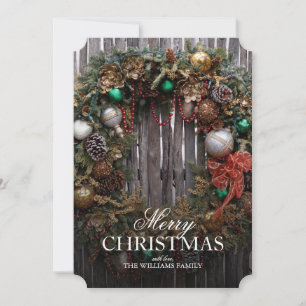 Cartes Pour Fêtes Annuelles Noël du Sud-Ouest - Couronne classique avec ornem