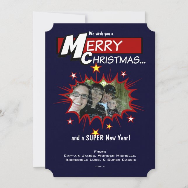 Cartes Pour Fêtes Annuelles Noël du super héros (Devant)