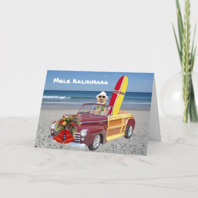 Cartes Pour Fêtes Annuelles Noël du surfeur/hawaïen (Devant)
