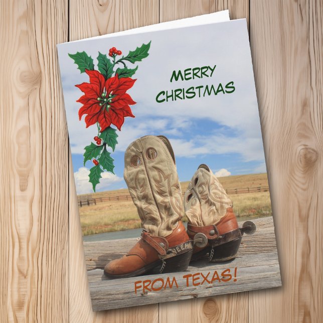 Cartes Pour Fêtes Annuelles Noël Du Texas Western Boot (Créateur téléchargé)
