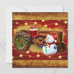 Cartes Pour Fêtes Annuelles Noël du tracteur rouge Vintage Frosty