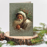 Cartes Pour Fêtes Annuelles Noël du Vieux Père vintage à la neige<br><div class="desc">Vintage artistique Robert Finlay McIntyre portrait du vieux monde Père Noël dans la neige avec saint et glace sur ses robes blanches. À l'intérieur,  il y a un arrière - plan sépia complémentaire avec des champs de texte modifiables.</div>