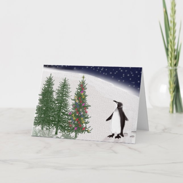 Cartes Pour Fêtes Annuelles Noël d'un pingouin (Devant)