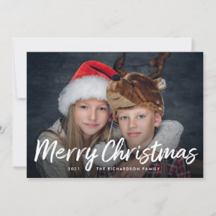 Cartes Pour Fêtes Annuelles Noël écrit Bleu marine avec photo