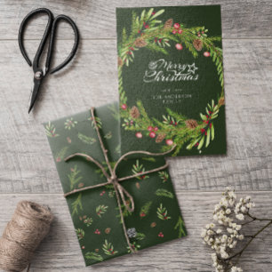 Cartes Pour Fêtes Annuelles Noël écriture couronne de feuillage minimal modern