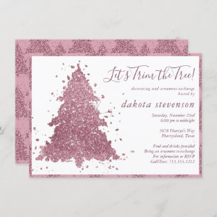 Cartes Pour Fêtes Annuelles Noël élégant Dusty Mauve Pink Tree Trimming