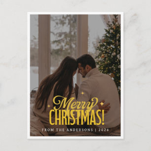 Cartes Pour Fêtes Annuelles Noël Élégant Minimaliste Photo de Famille Modern