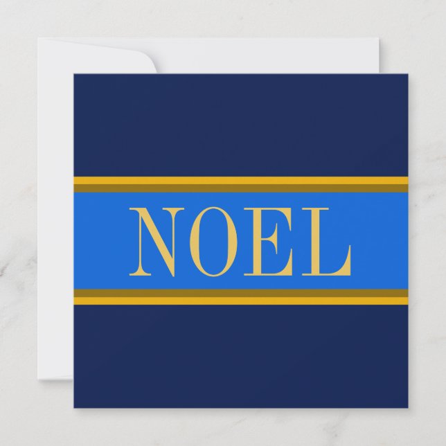 Cartes Pour Fêtes Annuelles NOEL Elegant Royal Navy Bleu Golden Brown rayures (Devant)