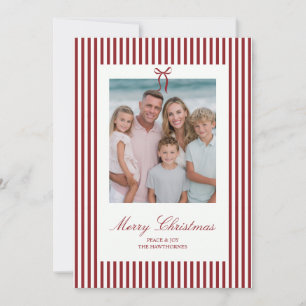 Cartes Pour Fêtes Annuelles Noël Élégant Ruban à Rayures Famille Fête Photo