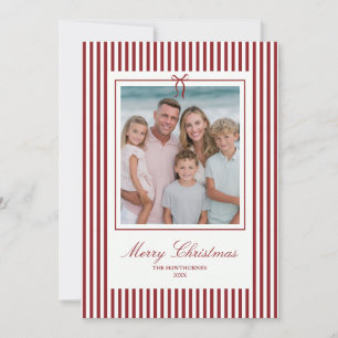 Cartes Pour Fêtes Annuelles Noël Élégant Ruban à Rayures Famille Fête Photo