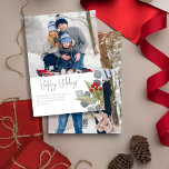 Cartes Pour Fêtes Annuelles Noël Elégant Winter Holly Berries 2 Photo<br><div class="desc">This design feobjets Christmas holiday red holly berries, with photo 2 wo family picture layout, botanical greenery winter foliage, a watercolor red green silver, elegant pine branch twig, classic traditional eucalyptus leaves, and-lettered scricalraphy, with modern calligraphy y script font, modern elegant simple trendy, a lovely multi photo collage Christmas holiday...</div>