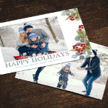 Cartes Pour Fêtes Annuelles Noël Elégant Winter Holly Berries 2 Photo<br><div class="desc">This design feobjets Christmas holiday red holly berries, with photo 2 wo family picture layout, botanical greenery winter foliage, a watercolor red green silver, elegant pine branch twig, classic traditional eucalyptus leaves, and-lettered scricalraphy, with modern calligraphy y script font, modern elegant simple trendy, a lovely multi photo collage Christmas holiday...</div>