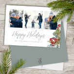 Cartes Pour Fêtes Annuelles Noël Elégant Winter Holly Berries 3 Photo<br><div class="desc">Ce design comprend des baies de Noël rouge saint, avec la photo 3 trois images de famille, la végétation botanique feuillage d'hiver, une aquarelle rouge vert bleu argent, élégantes branches de branche de pin, classique feuille eucalyptus traditionnel, et lettré calligraphie, avec police de script de calligraphie moderne, moderne élégant simple...</div>