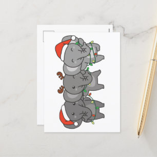 Cartes Pour Fêtes Annuelles Noël éléphant Animaux de Noël mignons