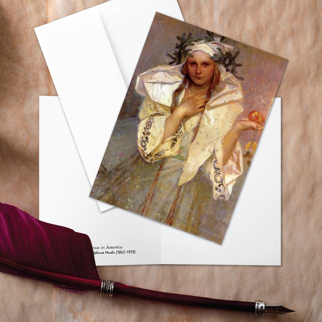 Cartes Pour Fêtes Annuelles Noël en Amérique Illustration Alphonse Mucha (Créateur téléchargé)