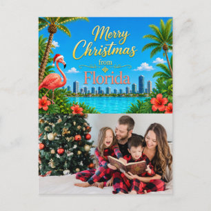 Cartes Pour Fêtes Annuelles Noël en Floride sur le thème des flamants roses tr
