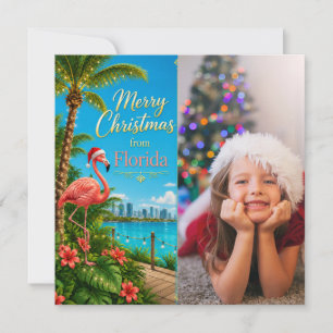 Cartes Pour Fêtes Annuelles Noël en Floride sur le thème des flamants roses tr