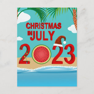Cartes Pour Fêtes Annuelles Noël en juillet 2023 Watermelon Beach