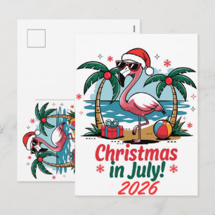 Cartes Pour Fêtes Annuelles Noël en Juillet 2026 Pastèque Père Noël Plage