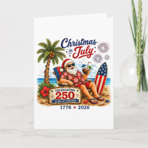 Cartes Pour Fêtes Annuelles Noël en juillet 250 ans de liberté Beach Santa