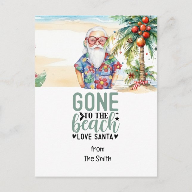 Cartes Pour Fêtes Annuelles Noël en juillet avec SANTA CLAUS sur la plage (Devant)