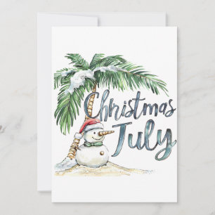 Cartes Pour Fêtes Annuelles Noël en juillet Bonhomme de neige de plage et palm