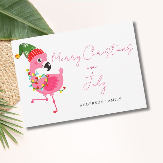 Cartes Pour Fêtes Annuelles Noël En Juillet Flamant rose Rose Appartement Cart (Créateur téléchargé)