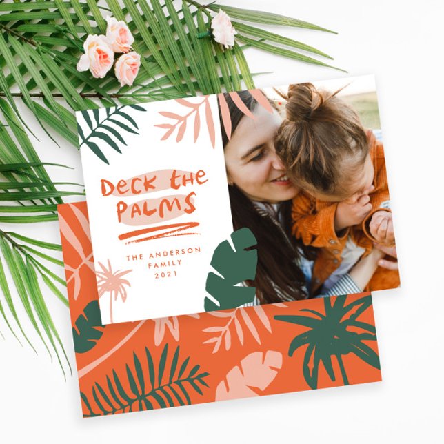 Cartes Pour Fêtes Annuelles Noël en juillet palmier tropical photo moderne (Créateur téléchargé)