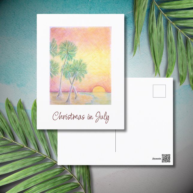 Cartes Pour Fêtes Annuelles Noël en juillet Plage tropicale (Créateur téléchargé)