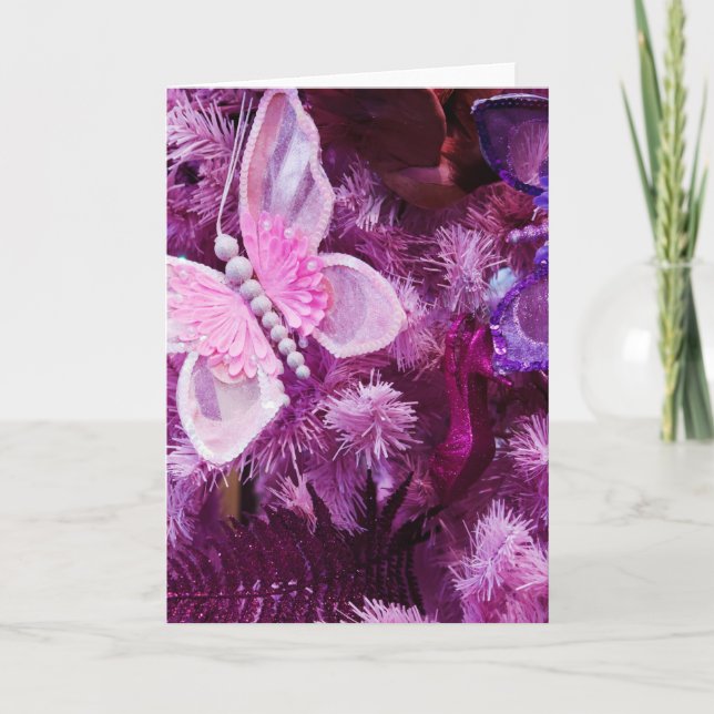 Cartes Pour Fêtes Annuelles Noël En Rose Et Violet (Devant)