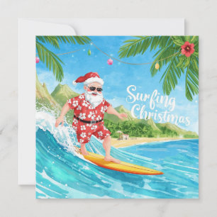 Cartes Pour Fêtes Annuelles Noël en surf à Hawaï Vacances tropicales du Père N