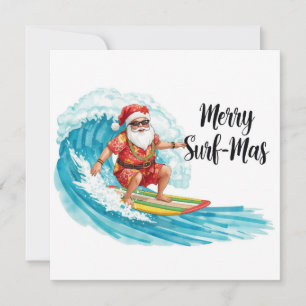 Cartes Pour Fêtes Annuelles Noël en surf à Hawaï Vacances tropicales du Père N