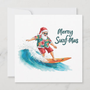 Cartes Pour Fêtes Annuelles Noël en surf à Hawaii Santa tropical des Fêtes