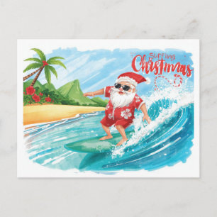 Cartes Pour Fêtes Annuelles Noël en surf à Hawaii Santa tropical fête de fin d
